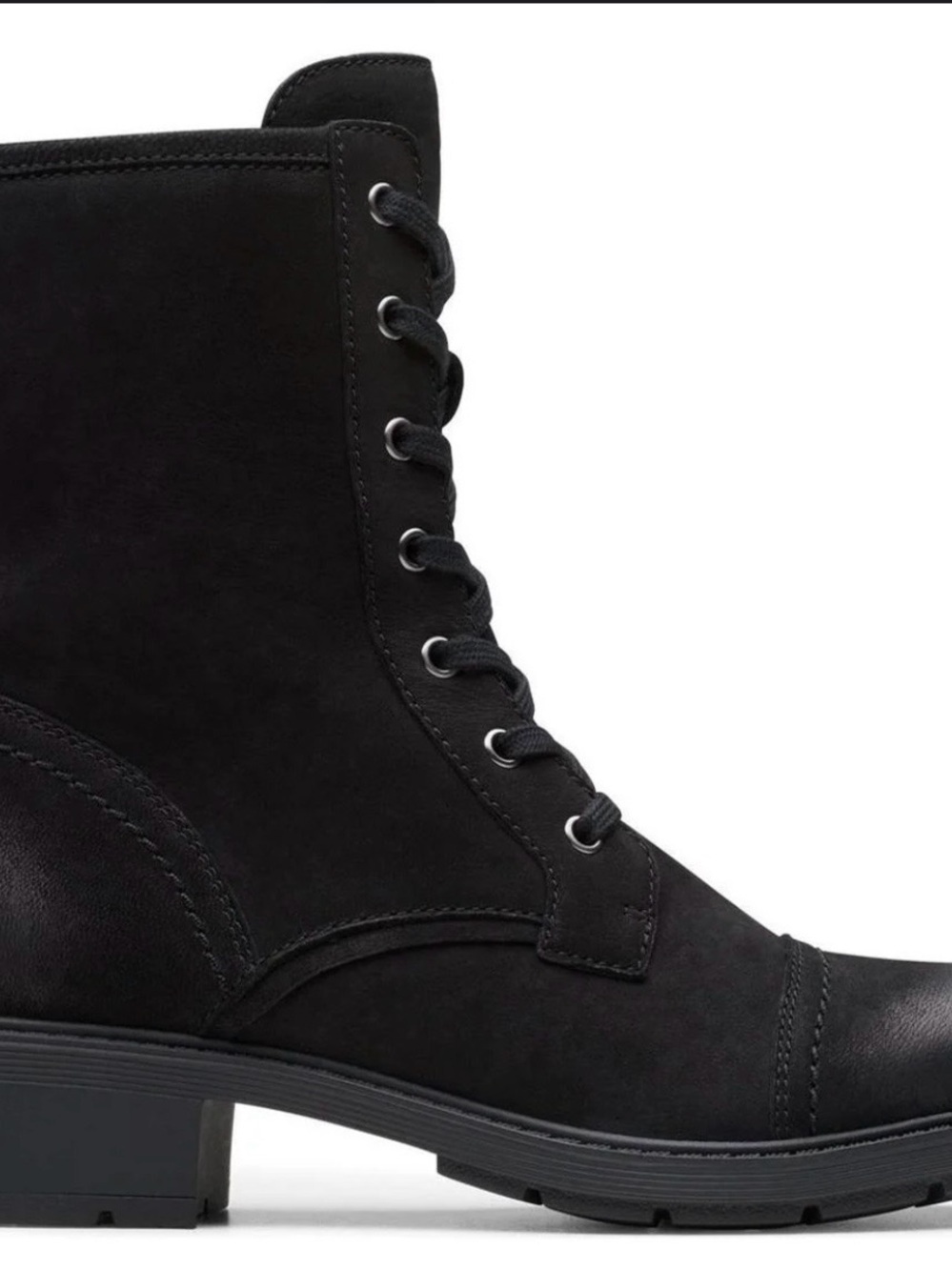 Clarks Black Lace-Up Women's Combat Boots - Picture 4 of 9